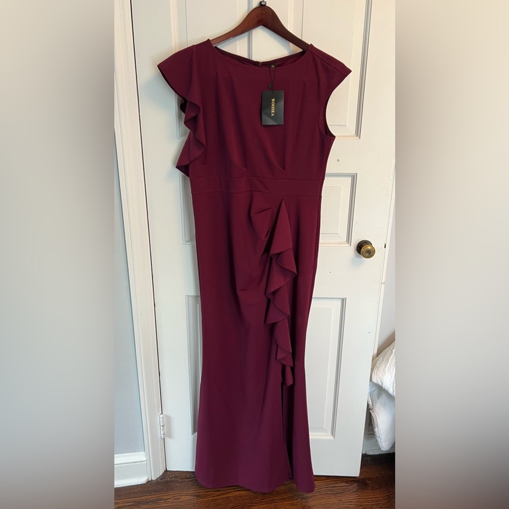Elegant Burgundy Ruffle Dress